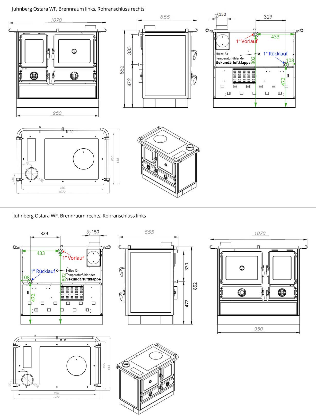Speckstein Kaminofen wasserführend Martha 14kW – Bild 3