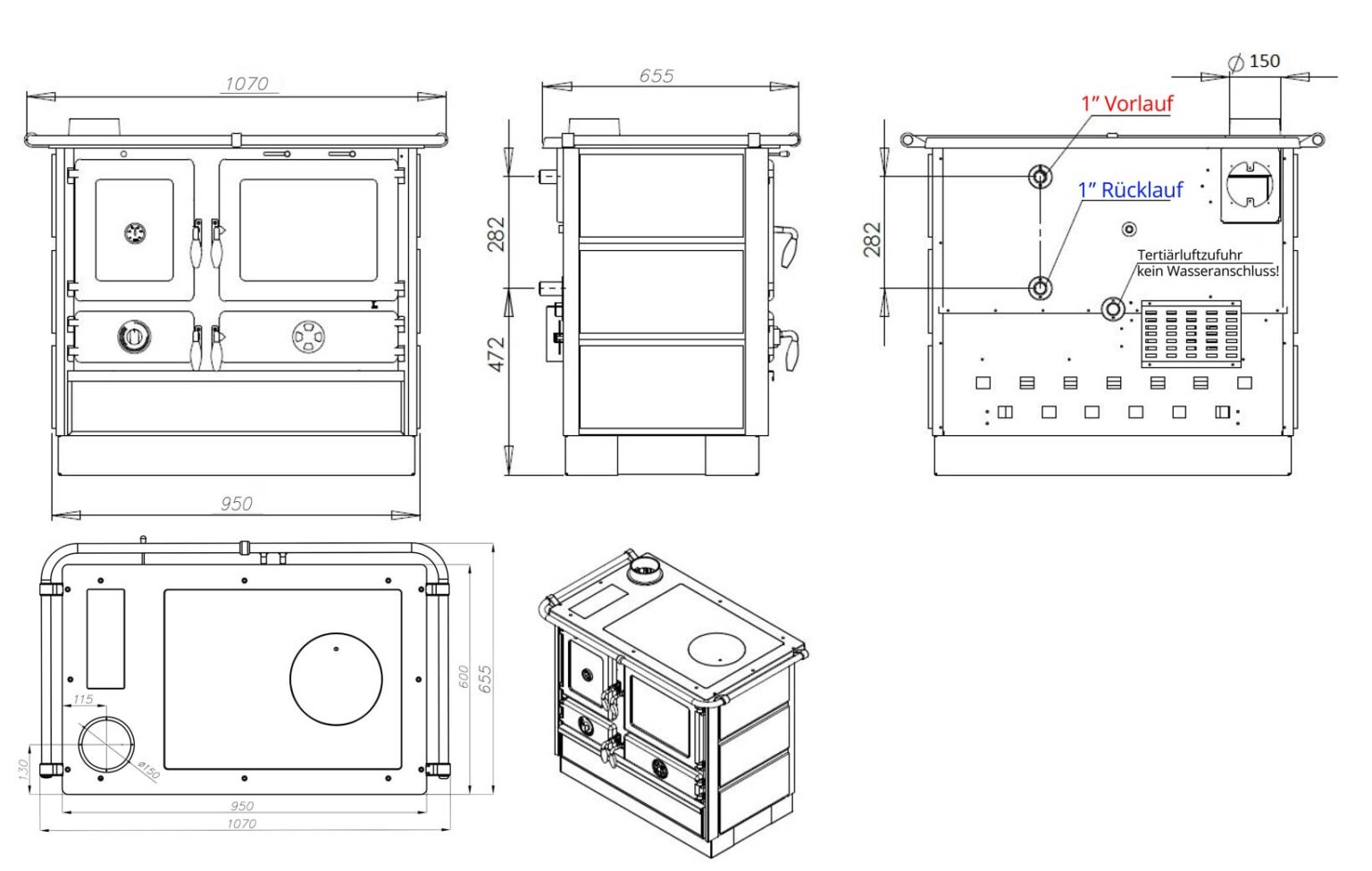 Wasserführender Speckstein Herd Amalia 16kW – Bild 3