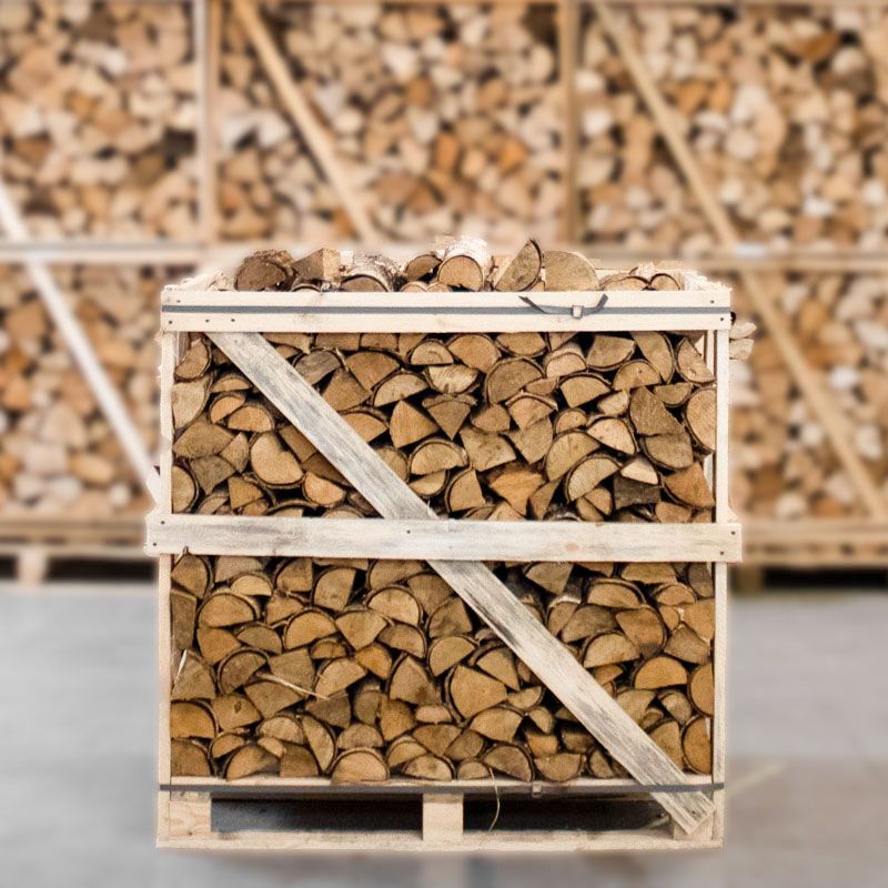 Halbe Palette kammergetrocknetes gespalten Birke Brennholz 25cm – Bild 3